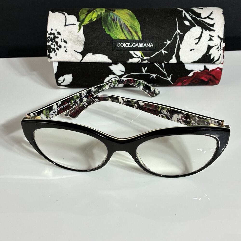 Dolce & Gabbana DG3246 3021 Womens Black/Floral Eyeglasses Frames 53/18 w/ Case